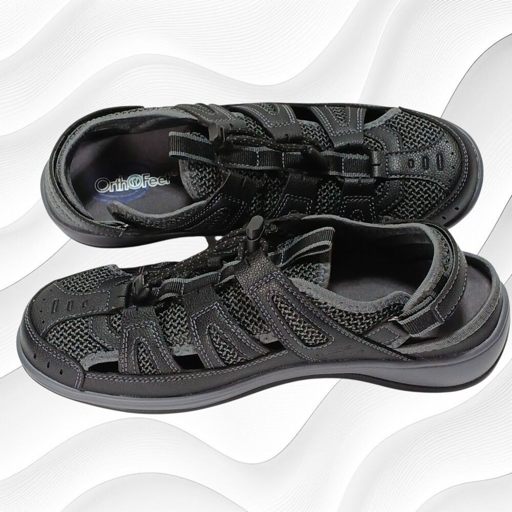 Orthofeet 991 Orthotic Black Sandals, Size 10.5B Customizable Fit, New